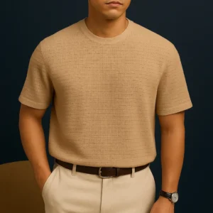 Polo manga corta casual color caqui