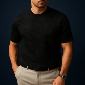 Polo negro casual manga corta para hombre