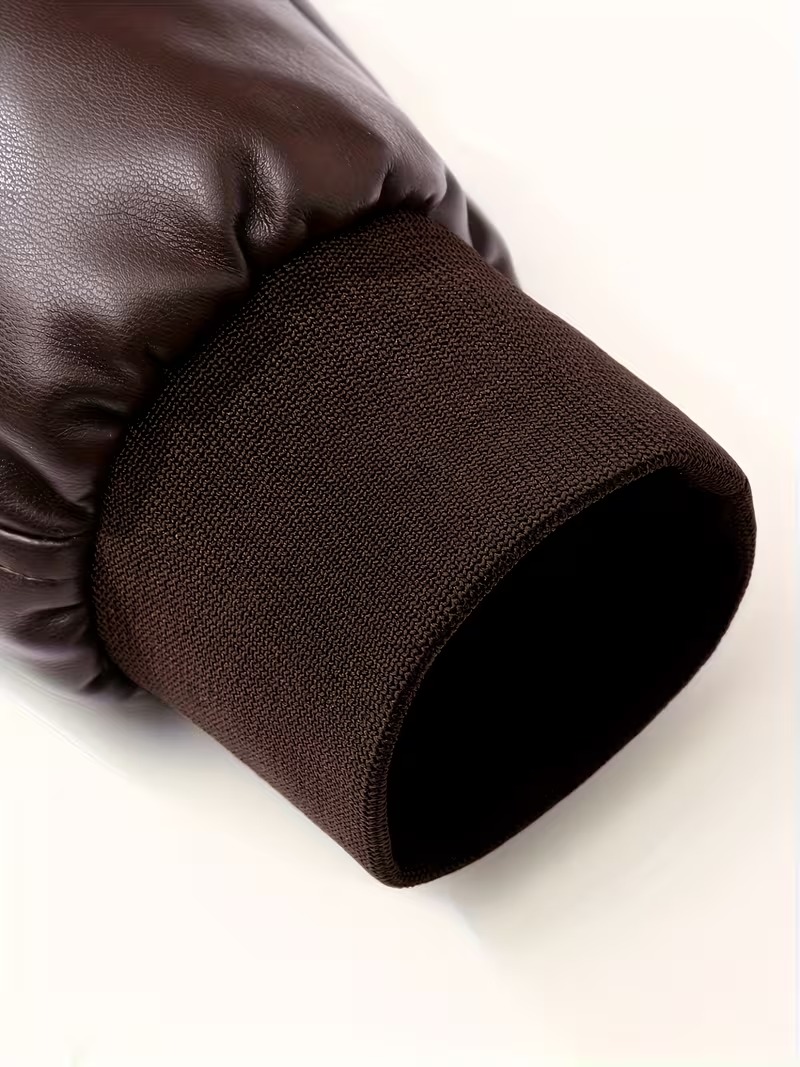 Casaca de cuero color café - Imagen 6