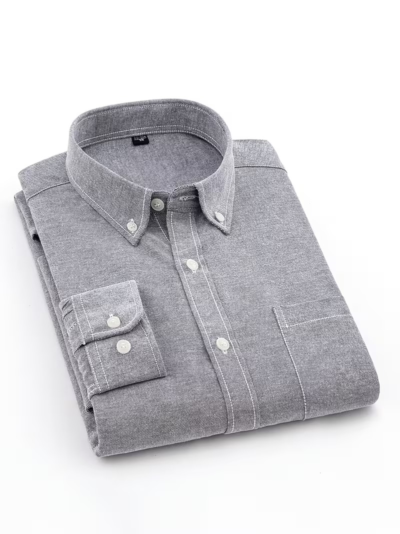 Camisa Oxford Color Gris - Imagen 4