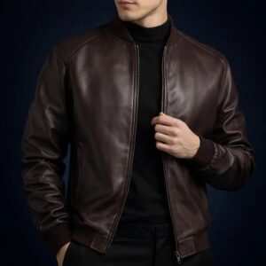 Casaca de cuero color café