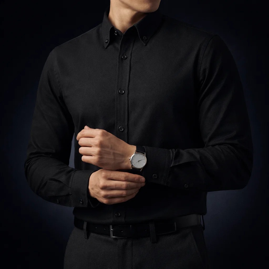 Camisa Oxford Color Negro
