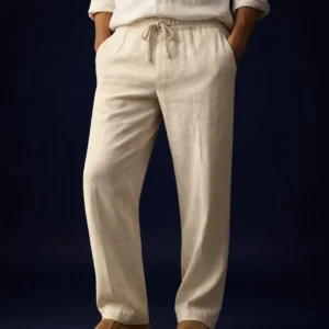 Pantalón de Lino Color Caqui