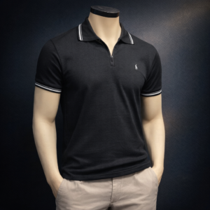 Polo camisero con cierre estilo RL color Negro