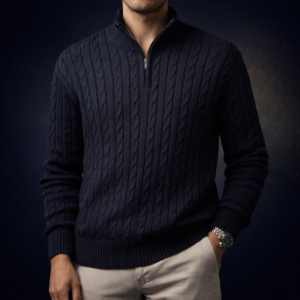 Quarter Zip Trenzado RL Azul Navy (Slim Fit)