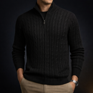 Quarter Zip Trenzado Slim Fit RL Color Negro