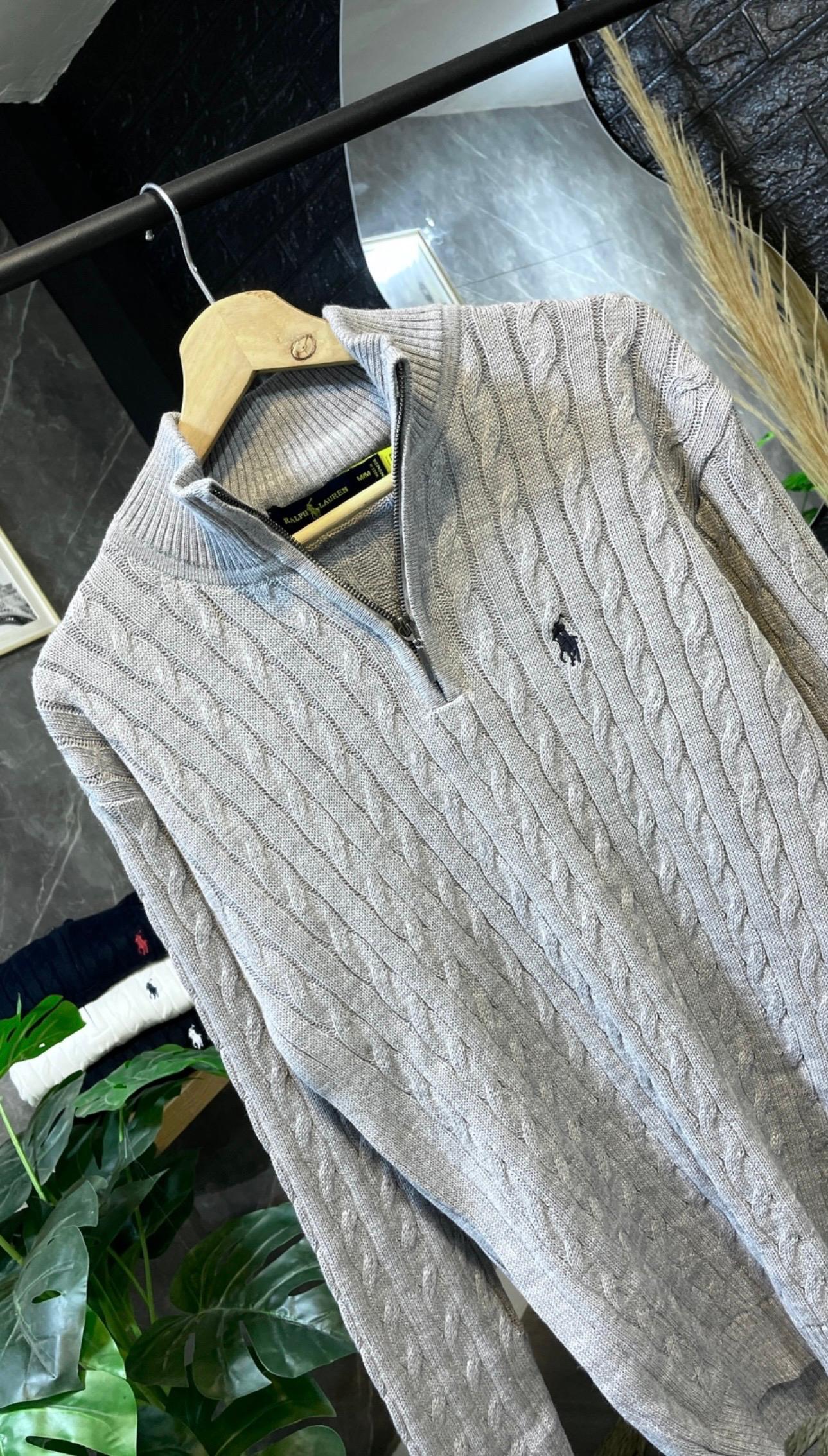 Quarter zip trenzado slim fit RL color Gris Perla - Imagen 3