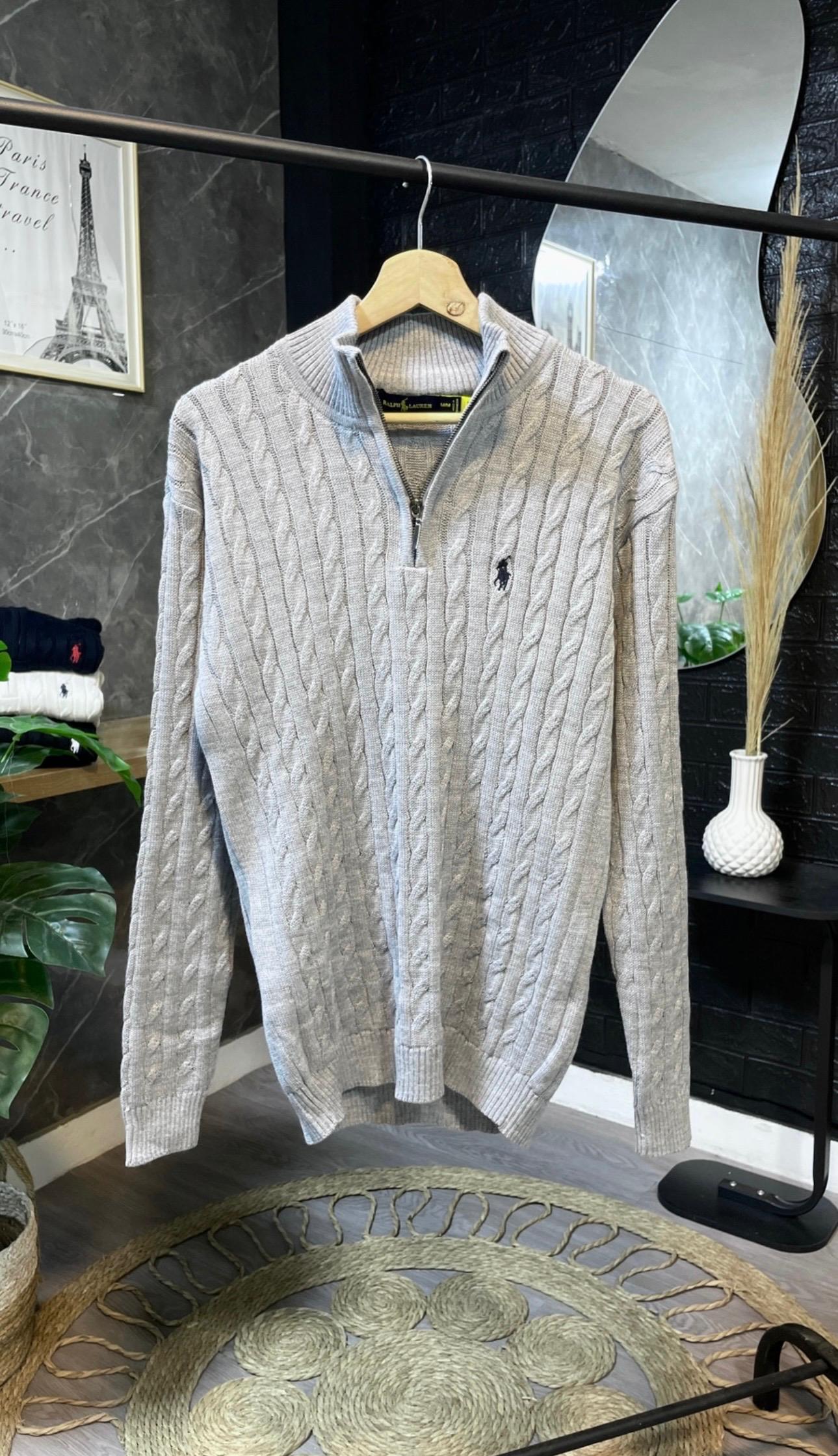 Quarter zip trenzado slim fit RL color Gris Perla - Imagen 2